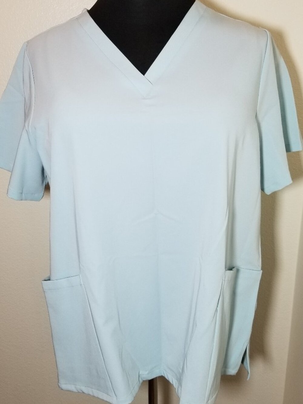 Mandala Light Blue Women 2XL Scrub Top Nurse Hospital Lab Vet Medical
